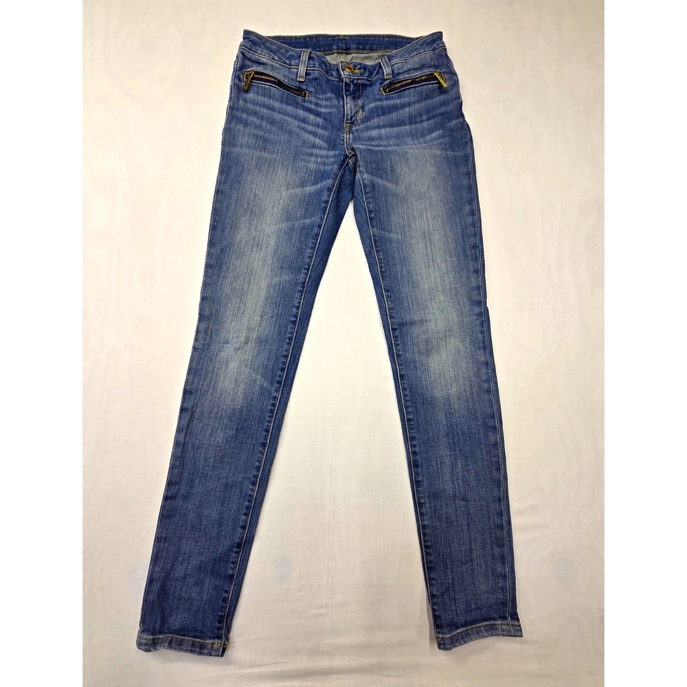 Michael Kors blue straight leg skinny zipper pocket mid rise jeans denim size 2